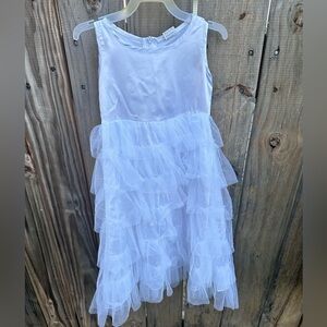 Formal white girls full length tiered dress toddler 2T